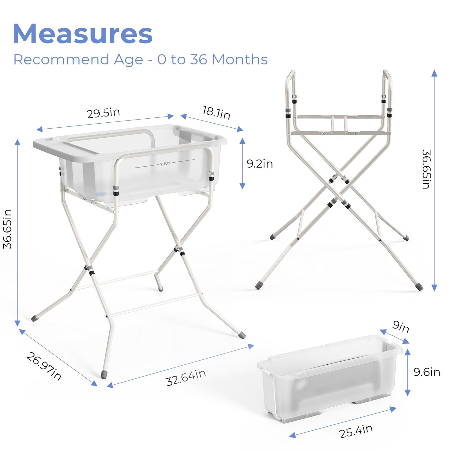 Collapsible Baby Bathtub with Stand - Big Baby Bath Tub with Thermometer | Parents Spine Save Infant Baby Tub Foldable Newborn Toddler Bathtub for Baby Girl Boy 0 to 36 Months