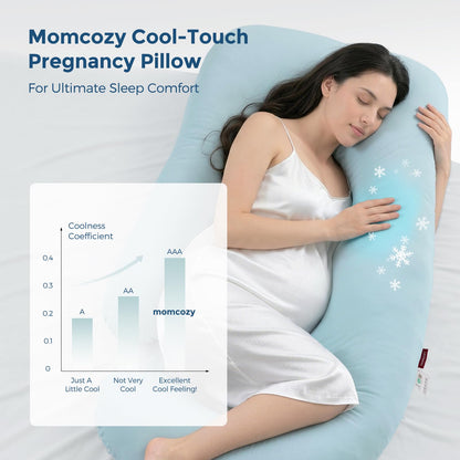 Momcozy Pregnancy Pillows, U Shaped Full Body Maternity Pillow with Removable Cover - Support for Back, Legs, Belly, Hips for Pregnant Women, 57 Inch Pregnancy Pillows for Sleeping