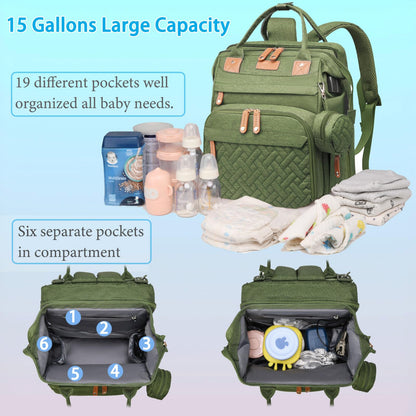 Jeryswet Diaper Bag with Changing Station, Diaper Bag Backpack