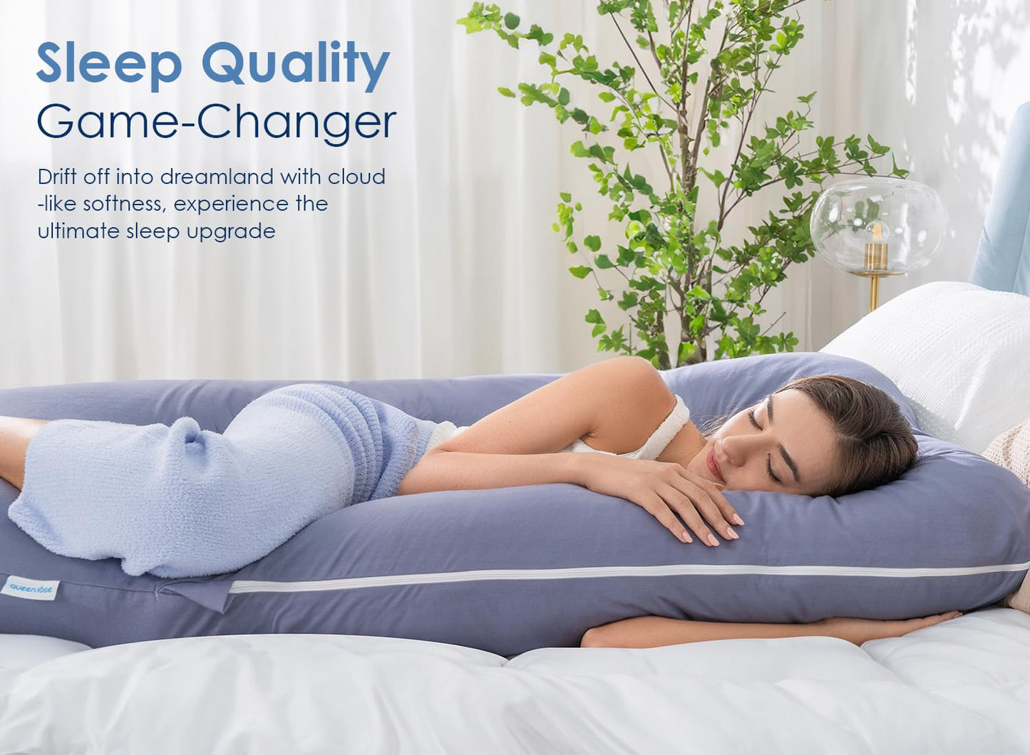 QUEEN ROSE Pregnancy Pillow, U Shaped Full Body Pillows for Sleeping Support, Maternity Pillow for Pregnant Women