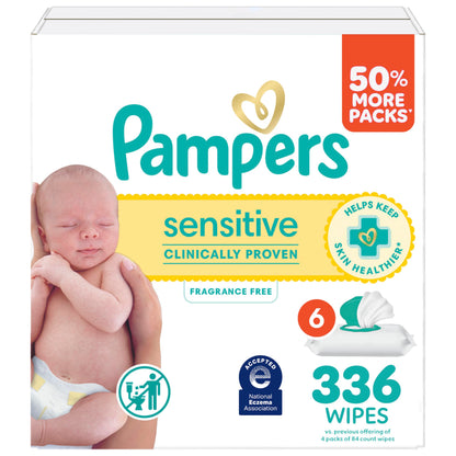 Pampers Baby Wipes Sensitive Perfume Free Pop-Top Packs