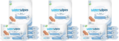 WaterWipes Plastic-Free Original Baby Wipes, 99.9% Water Based Wipes, Unscented & Hypoallergenic for Sensitive Skin