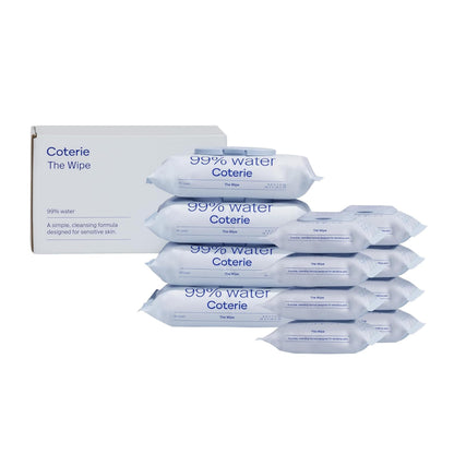 Coterie Baby Wipes for Sensitive Skin, Plant-Based and Plastic-Free Fibers, 99% Water, Hypoallergenic, pH Balanced, Unscented, Clean and Gentle Baby Essentials