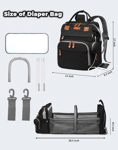 Astro alan Baby Diaper Bags with Changing Station, Waterproof Diaper Bag Backpack for Moms Dads