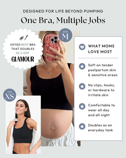 Larken Hands Free Pumping Bra for Breastfeeding | Breast Pump - Maternity Bras for Pregnancy, Pumping & Nursing Bra in One
