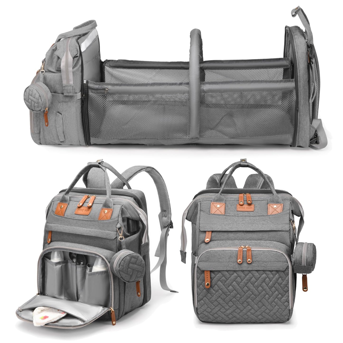 Jeryswet Diaper Bag with Changing Station, Diaper Bag Backpack