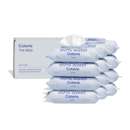 Coterie Baby Wipes for Sensitive Skin, Plant-Based and Plastic-Free Fibers, 99% Water, Hypoallergenic, pH Balanced, Unscented, Clean and Gentle Baby Essentials