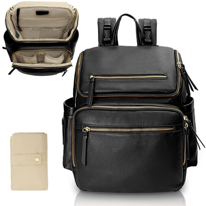 Omanmoli Diaper Bag Backpack Baby Diaper Bag Leather with 17 Diaper Bag Organizing Pouches