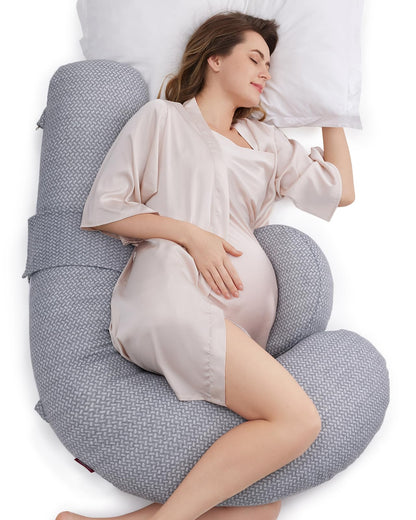 Momcozy Pregnancy Pillow, Original F Shaped Maternity Pillow for Pregnant Women with Adjustable Wedge Pillow, Full Body Support Pregnancy Pillows for Side Sleeping