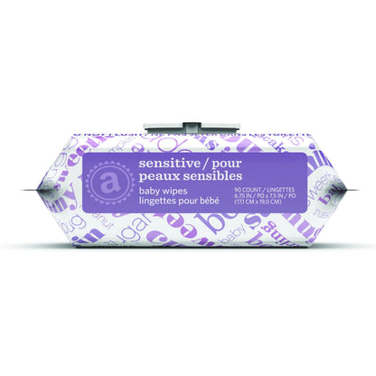 Amazon Elements Baby Wipes, Sensitive, Unscented, Cleans Gently,Flip-Top Packs