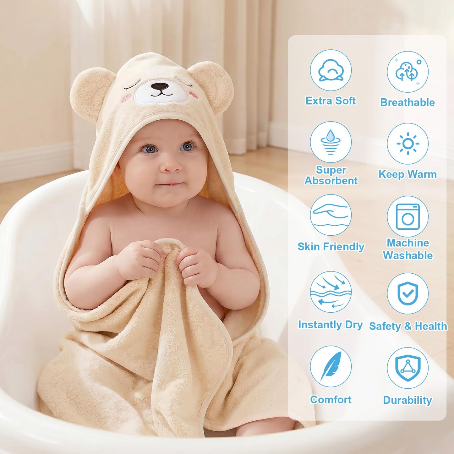 CandyHome 12 PCS Baby Bath Towels Set for Infants Toddlers Essentials