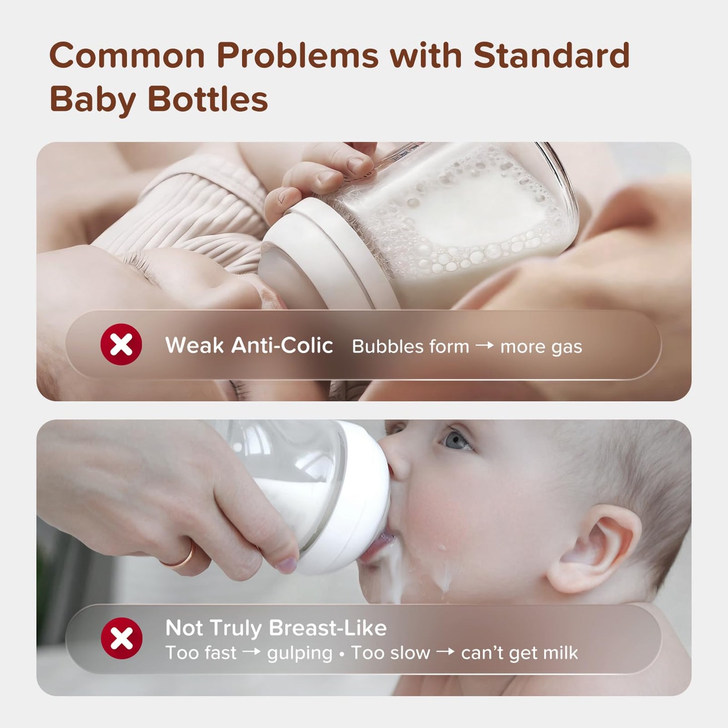 Thyseed Glass Natural Anti-Colic Baby Bottles with Nipple(0-1 Months),5oz,4pack