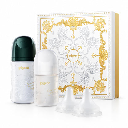 Pigeon Silicone Coating Baby Bottle Feeding Gift Set, Wide Neck