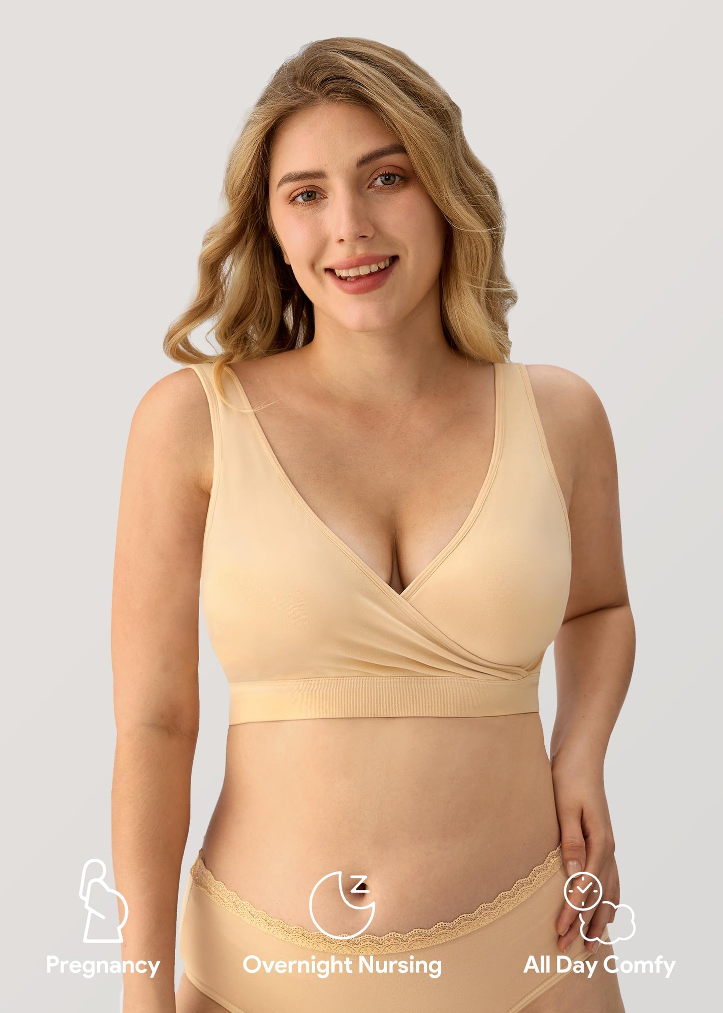 HBselect Maternity Nursing Sleep Bra for Breastfeeding Wireless Bralette