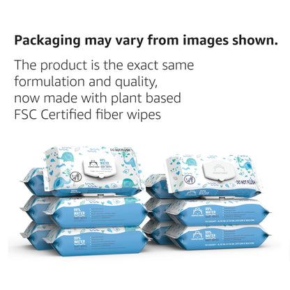 Amazon Brand - Mama Bear 99% Water Baby Wipes, Hypoallergenic, Fragrance Free
