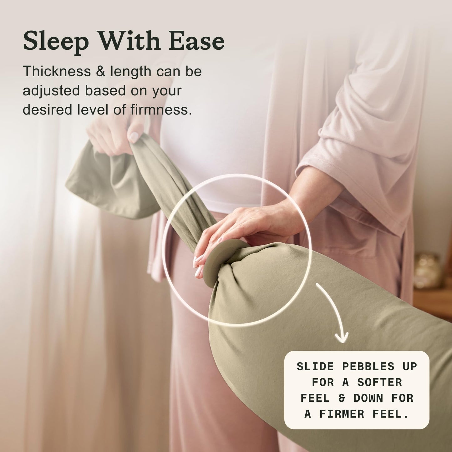 bbhugme Adjustable Pregnancy Pillow – Full Body Support for Side Sleeping - Adjustable Firmness and Shape - Supports Back, Legs, Belly, HIPS for Pregnant Women - Removable Cover