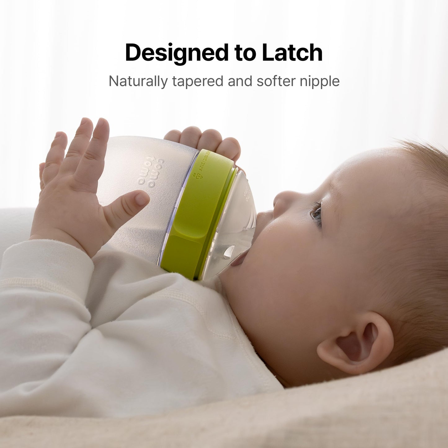 Comotomo Silicone Baby Bottle Gen 2 – 2026 Release (5oz) – True Slow-Flow Nipple for Newborn Feeding (0-3 Months) with Dual Anti Colic Vents for Breast to Bottle Transition