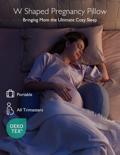 Momcozy Portable Pregnancy Pillow - Adjustable W Shaped Maternity Pillow