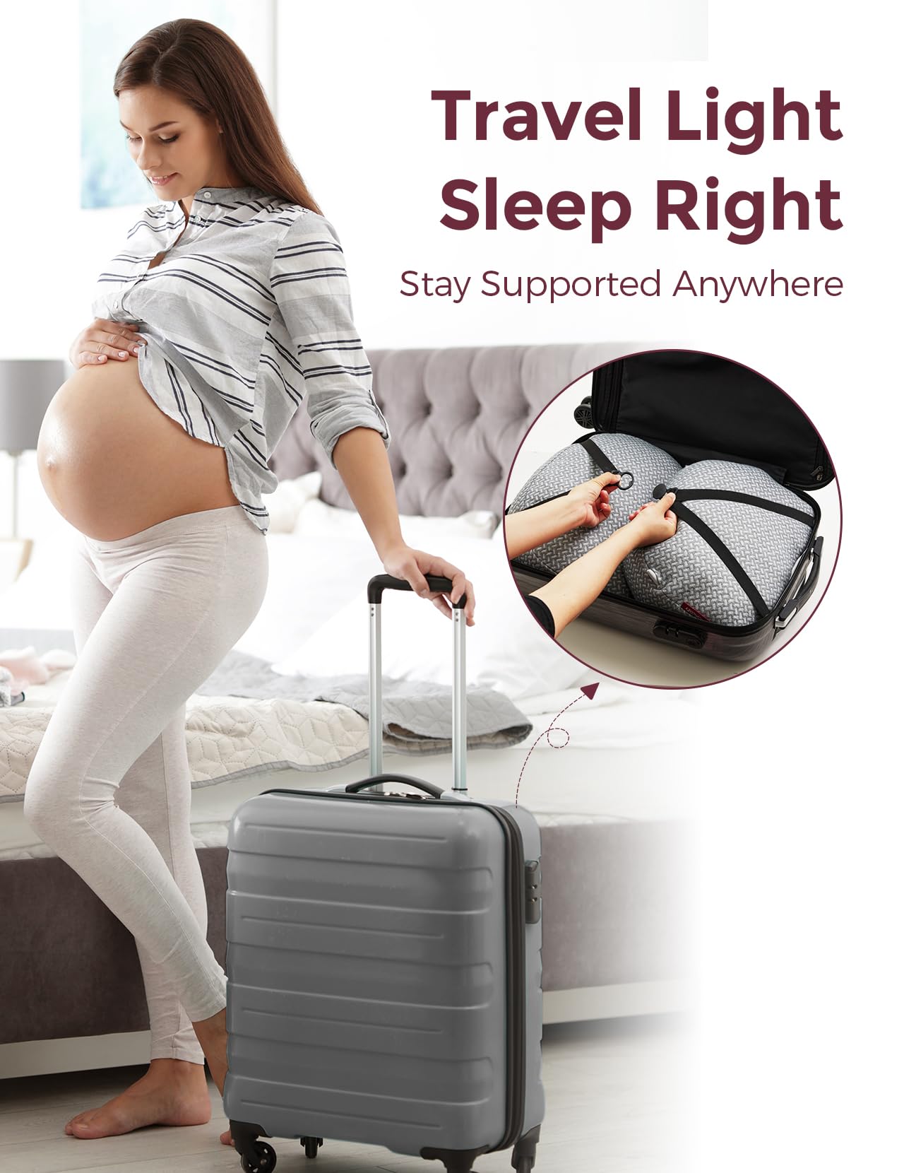 Momcozy Portable Pregnancy Pillow - Adjustable W Shaped Maternity Pillow