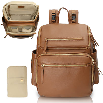 Omanmoli Diaper Bag Backpack Baby Diaper Bag Leather with 17 Diaper Bag Organizing Pouches