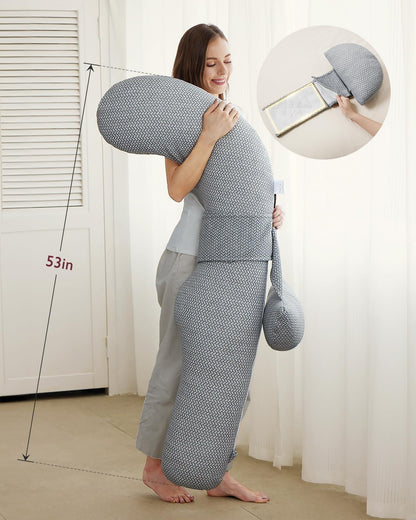 Momcozy Pregnancy Pillow, Original F Shaped Maternity Pillow for Pregnant Women with Adjustable Wedge Pillow, Full Body Support Pregnancy Pillows for Side Sleeping