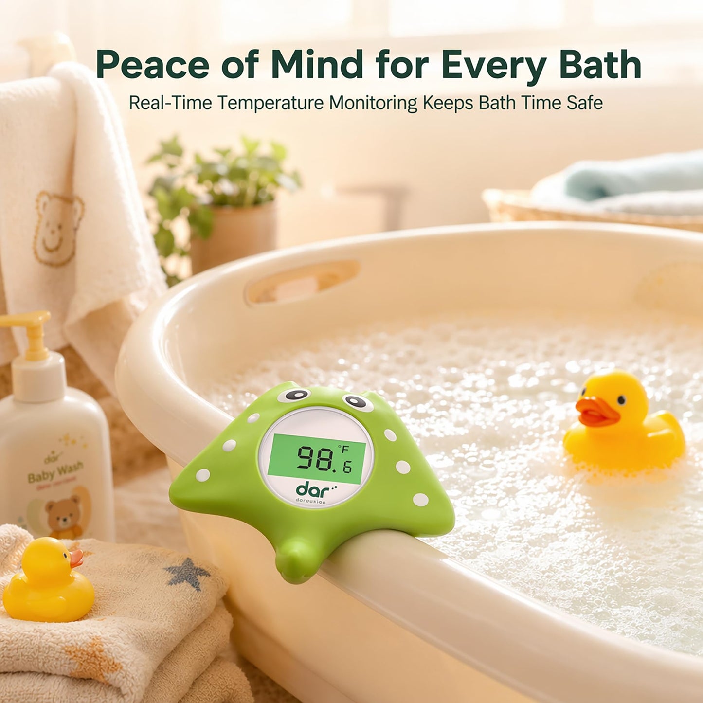 Baby Bath Thermometer, Digital Water Temperature Thermometers with 3 Color Backlit and Temperature Warning, Safety Bath Tube Thermometers Floating Toy for Infant, Toddler