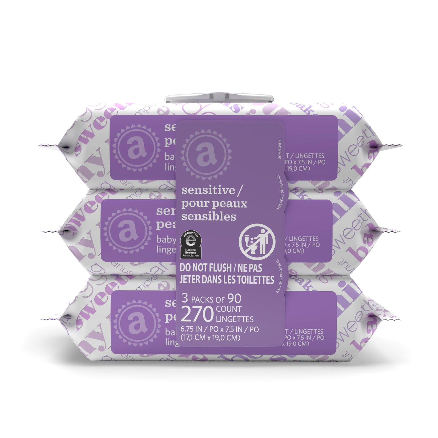 Amazon Elements Baby Wipes, Sensitive, Unscented, Cleans Gently,Flip-Top Packs