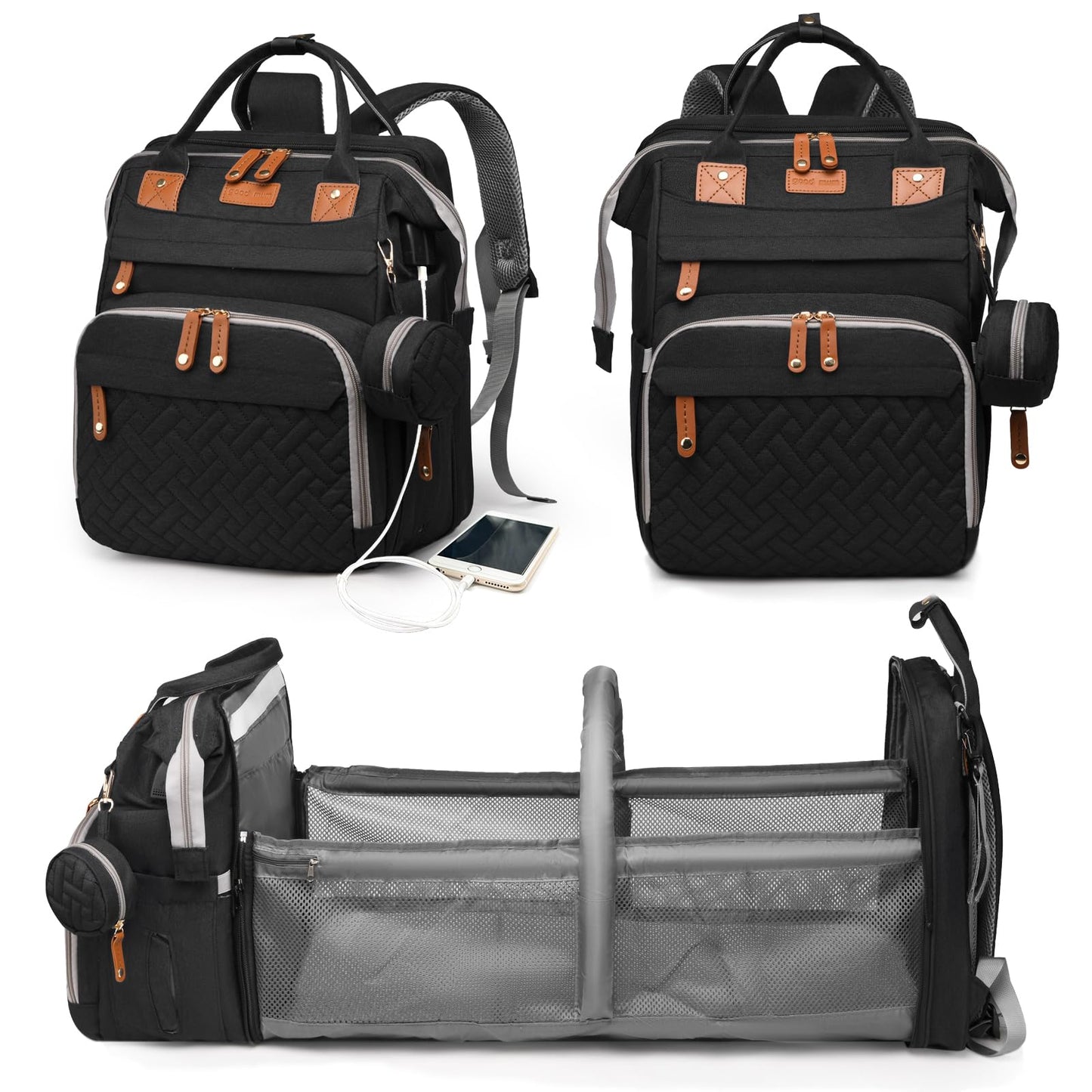 Astro alan Baby Diaper Bags with Changing Station, Waterproof Diaper Bag Backpack for Moms Dads
