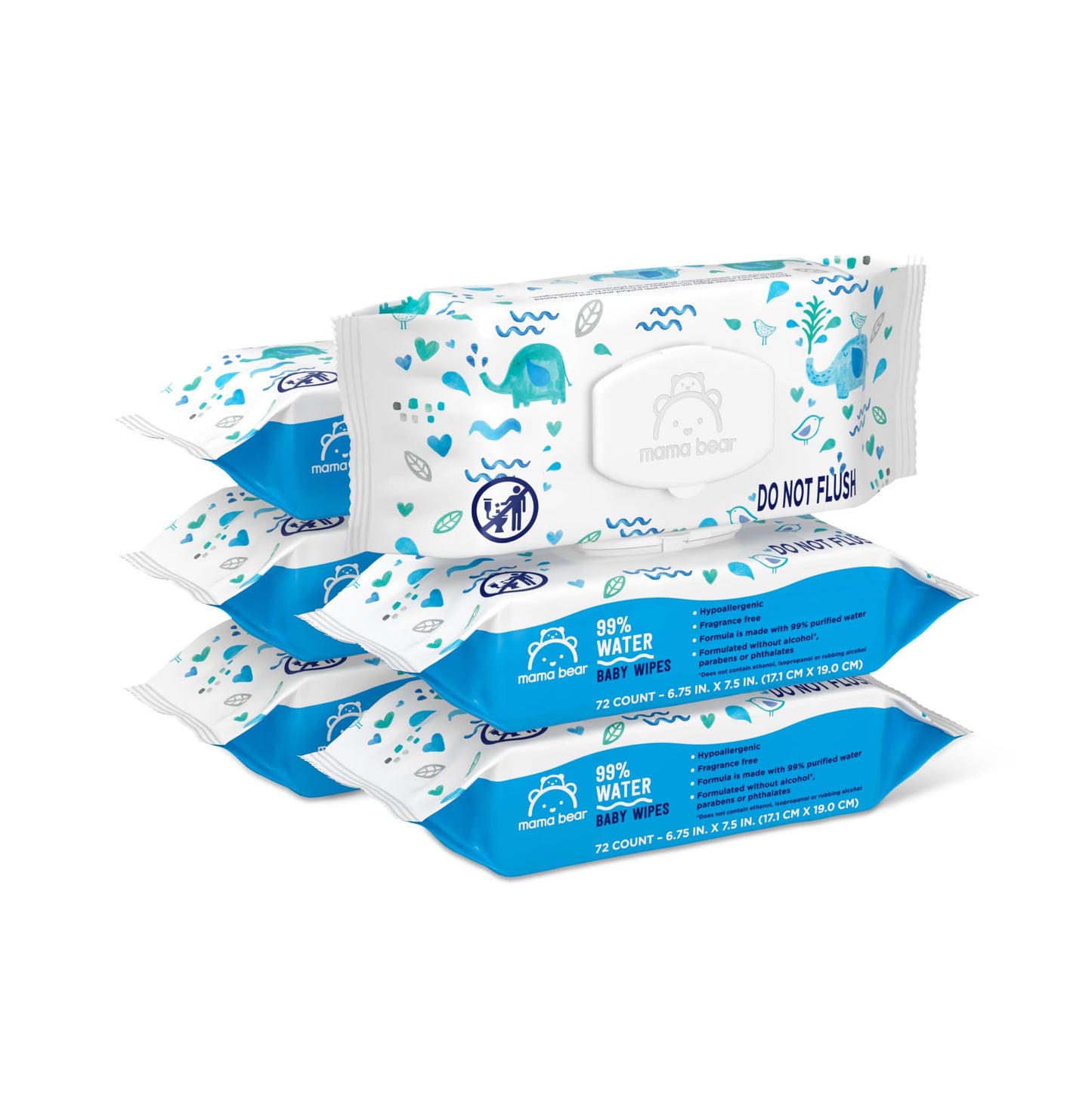 Amazon Brand - Mama Bear 99% Water Baby Wipes, Hypoallergenic, Fragrance Free