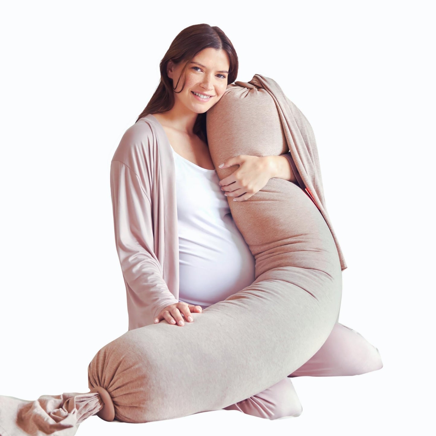 bbhugme Adjustable Pregnancy Pillow – Full Body Support for Side Sleeping - Adjustable Firmness and Shape - Supports Back, Legs, Belly, HIPS for Pregnant Women - Removable Cover