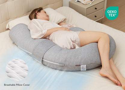 Momcozy Pregnancy Pillow, Original F Shaped Maternity Pillow for Pregnant Women with Adjustable Wedge Pillow, Full Body Support Pregnancy Pillows for Side Sleeping