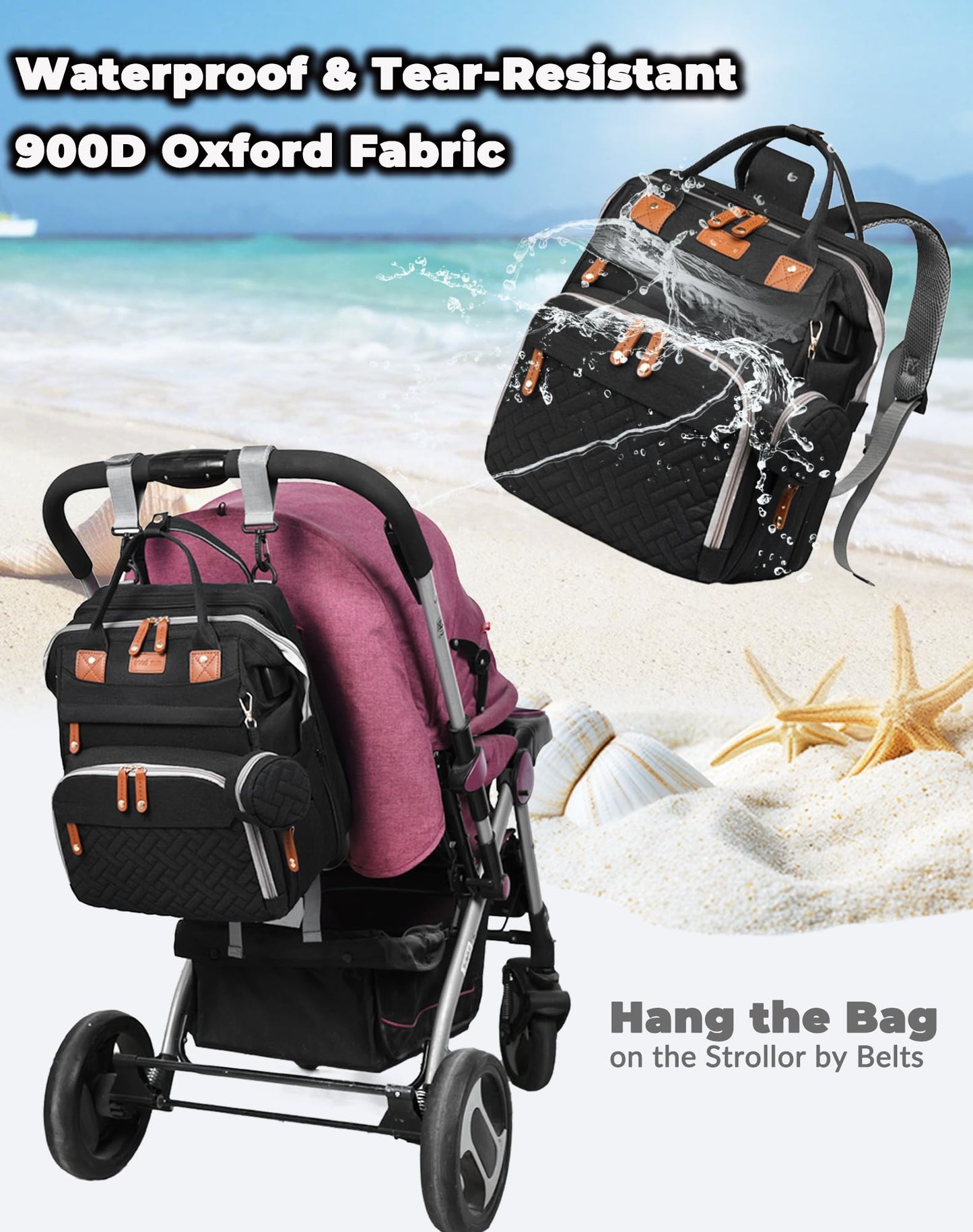 Astro alan Baby Diaper Bags with Changing Station, Waterproof Diaper Bag Backpack for Moms Dads