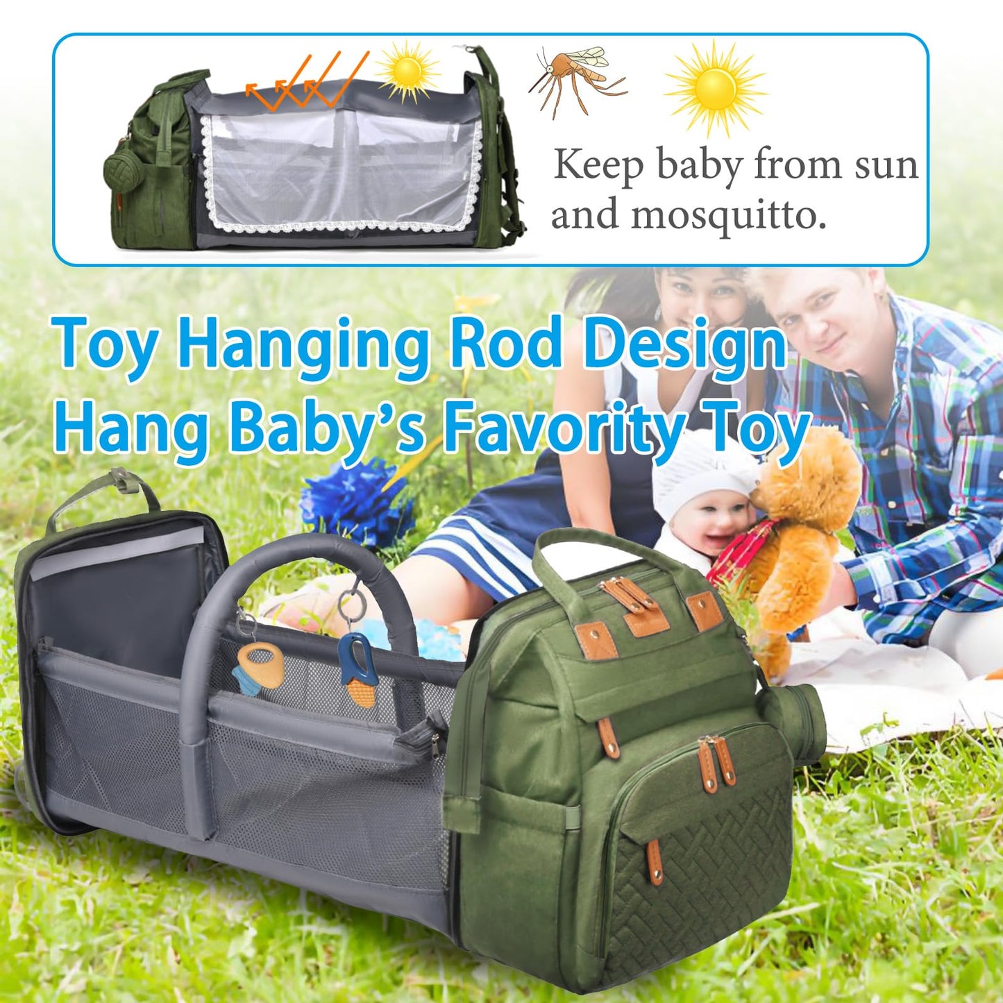 Jeryswet Diaper Bag with Changing Station, Diaper Bag Backpack