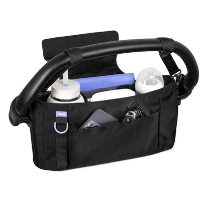 Ubbi Fleuri Anywhere Stroller Organizer, Features Front Zippered Pocket, 2 Cup Holders, Mesh Bag, Fits Most Strollers