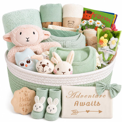 Ultimate Baby Shower Gifts for Girls, Newborn Essentials Must Haves,Large Baby Girl Gift Basket Set Essential Stuff,Gender Reveal Gifts,Rattle Swaddle,Pink,Baby Registry Search,Diaper Caddy Organizer