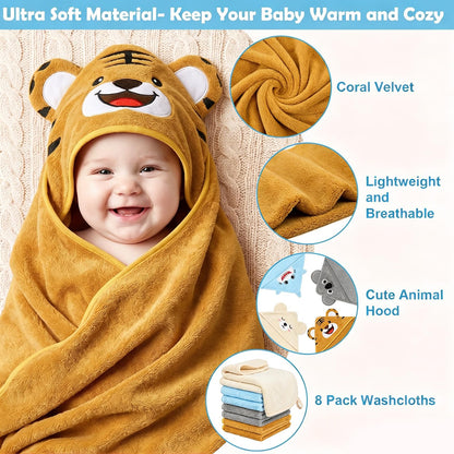 CandyHome 12 PCS Baby Bath Towels Set for Infants Toddlers Essentials