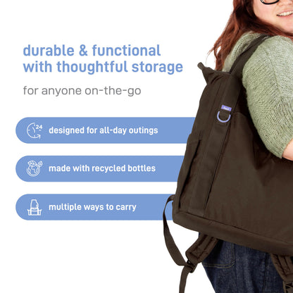 Ubbi Fleuri Anywhere Stroller Organizer, Features Front Zippered Pocket, 2 Cup Holders, Mesh Bag, Fits Most Strollers