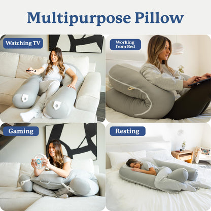 Hugl Cooling Body Pillow for Adults, Kids, and Pets. U Shaped Maternity Pillow, Great for Side Sleepers & Pregnant Women, Plush & Supportive with Machine Washable Cover, Pregnancy Must Haves