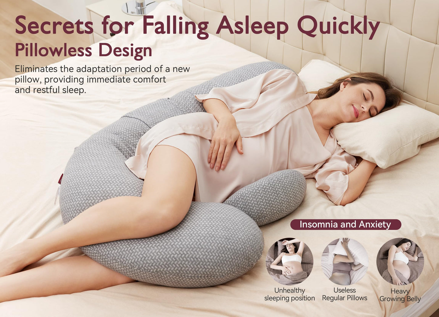 Momcozy Pregnancy Pillow, Original F Shaped Maternity Pillow for Pregnant Women with Adjustable Wedge Pillow, Full Body Support Pregnancy Pillows for Side Sleeping