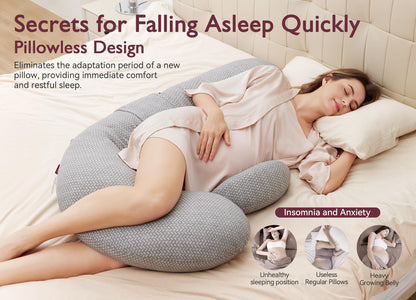 Momcozy Pregnancy Pillow, Original F Shaped Maternity Pillow for Pregnant Women with Adjustable Wedge Pillow, Full Body Support Pregnancy Pillows for Side Sleeping