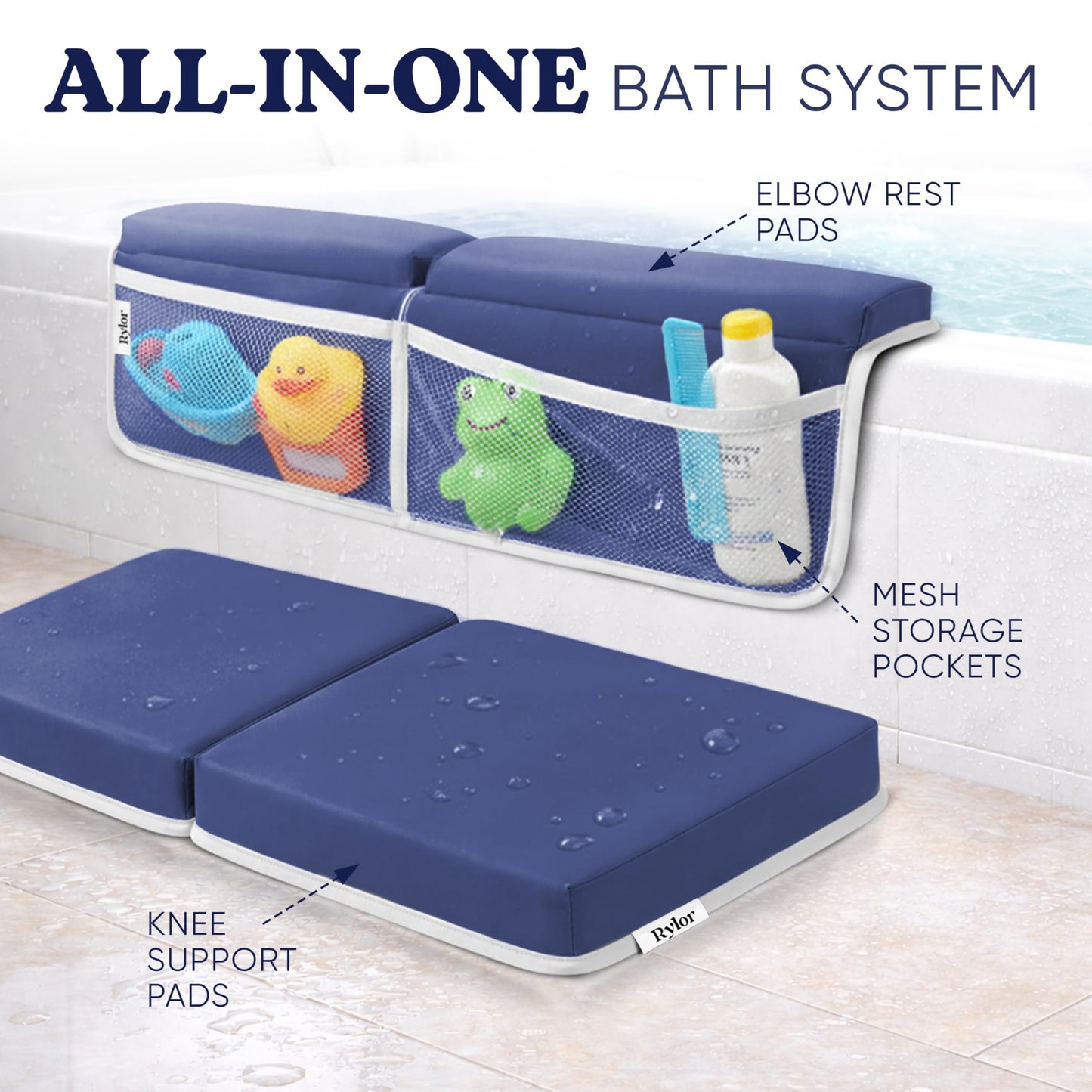 Rylor Baby Bath Kneeler & Elbow Rest Pad - Extra Thick Foam Cushion for Bathing Infants & Toddlers - Non-Slip, Comfortable Support