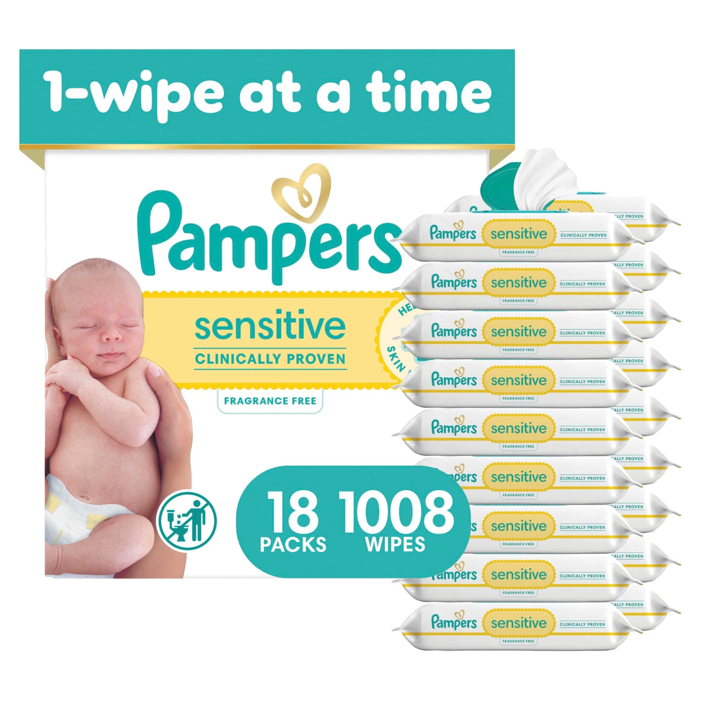 Pampers Baby Wipes Sensitive Perfume Free Pop-Top Packs