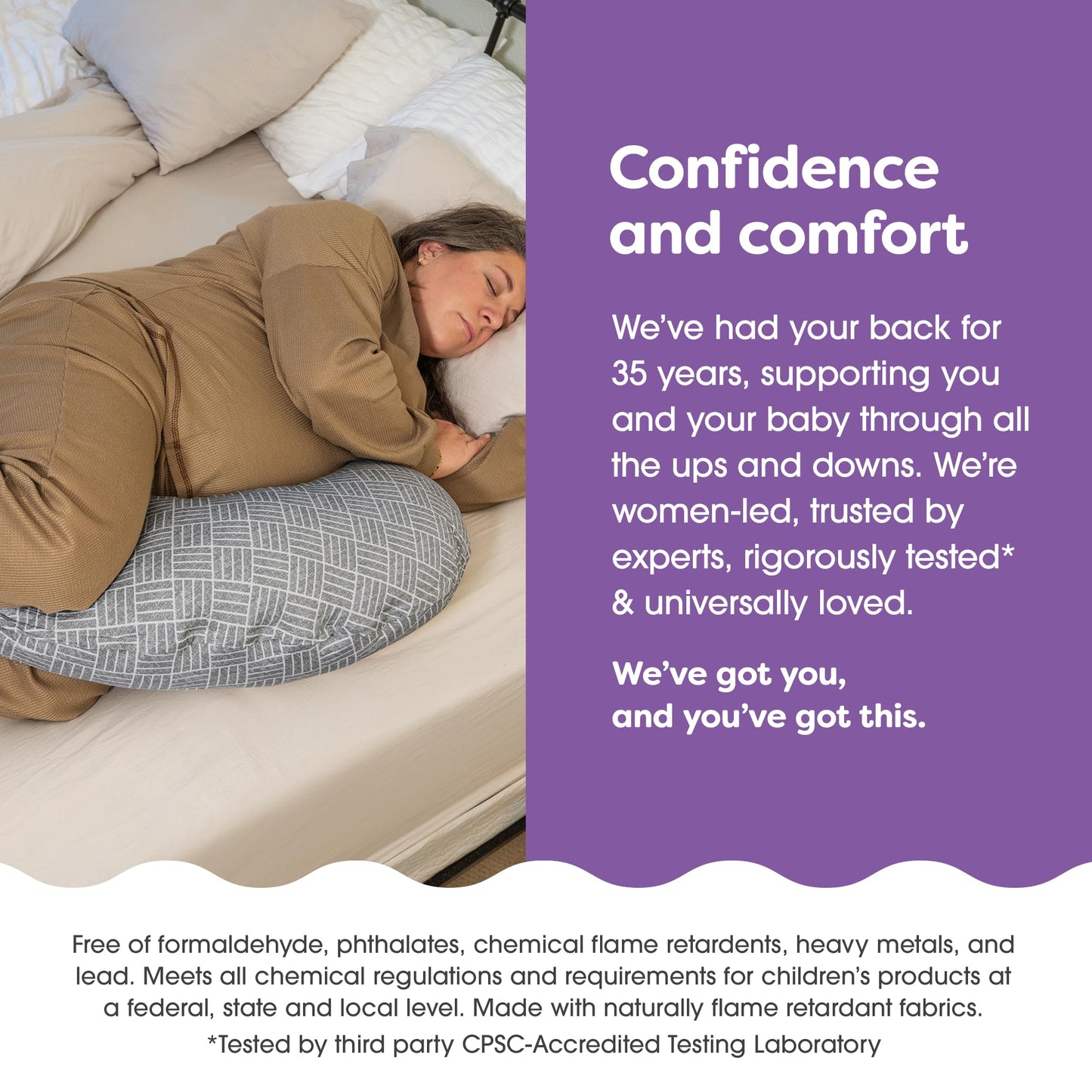 Boppy Cuddle Pregnancy Pillow - Compact Ergonomic Maternity Pillow, Versatile Support, Great Side Sleeper Pillow, Washable, with Cooling Rayon Cover