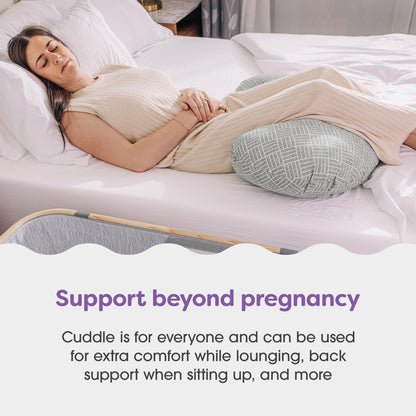 Boppy Cuddle Pregnancy Pillow - Compact Ergonomic Maternity Pillow, Versatile Support, Great Side Sleeper Pillow, Washable, with Cooling Rayon Cover
