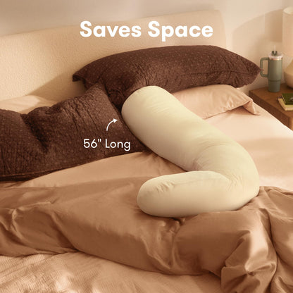 Frida Mom Full Body Support Pregnancy Pillow, Cooling Pregnancy Pillow, Wraps Around for All Over Support, Extended Length to Support from Head to Toe, Easy to Clean, Compact Storage Bag