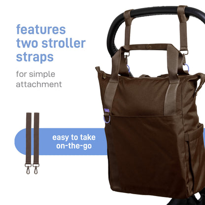 Ubbi Fleuri Anywhere Stroller Organizer, Features Front Zippered Pocket, 2 Cup Holders, Mesh Bag, Fits Most Strollers