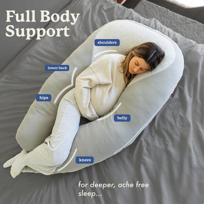 Hugl Cooling Body Pillow for Adults, Kids, and Pets. U Shaped Maternity Pillow, Great for Side Sleepers & Pregnant Women, Plush & Supportive with Machine Washable Cover, Pregnancy Must Haves
