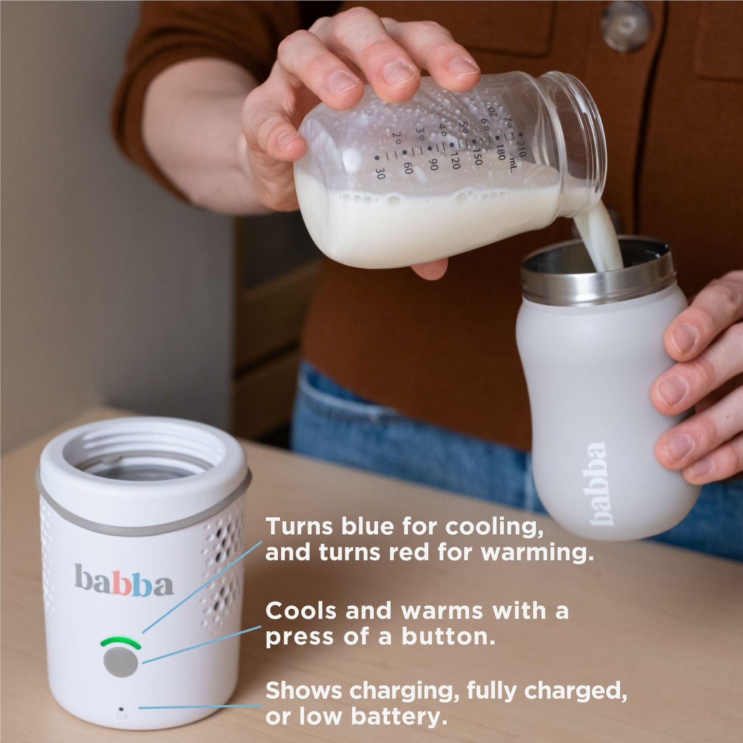 Babba Baby Bottle Cooler & Warmer for Night Feeds – Portable & App-Control