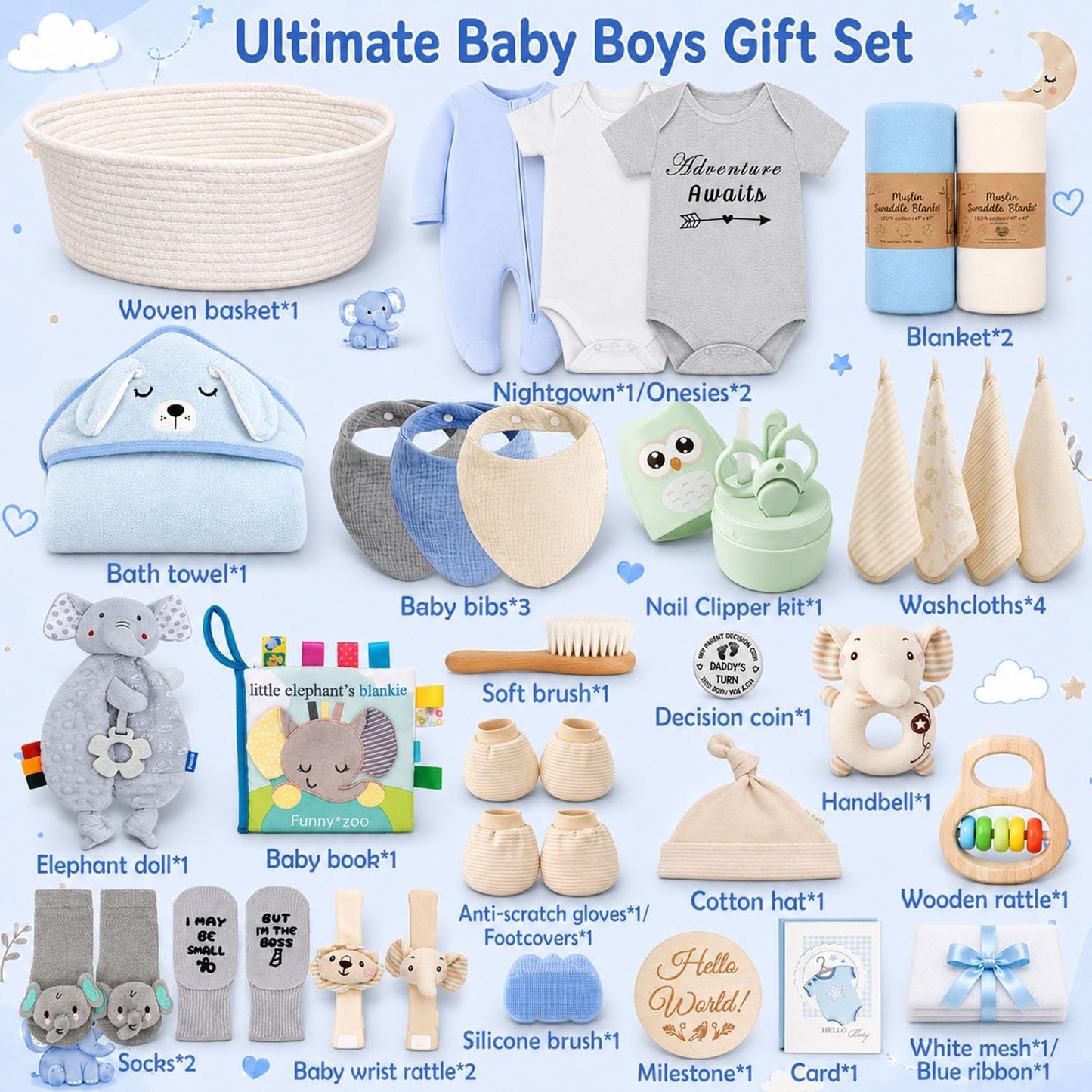 Ultimate Baby Shower Gifts for Girls, Newborn Essentials Must Haves,Large Baby Girl Gift Basket Set Essential Stuff,Gender Reveal Gifts,Rattle Swaddle,Pink,Baby Registry Search,Diaper Caddy Organizer