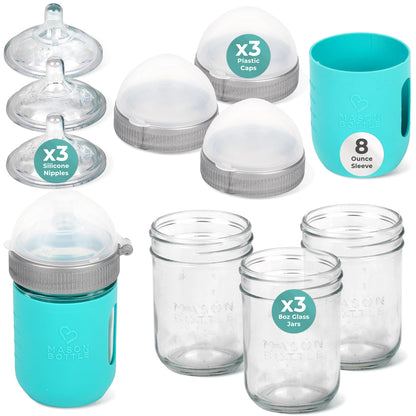 Mason Bottle Baby Glass Bottle Gift Set & Breastmilk Storage Set